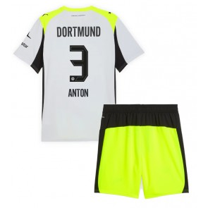 Borussia Dortmund Waldemar Anton #3 Udebanetrøje Børn 2025-26 Kortærmet (+ Korte bukser)